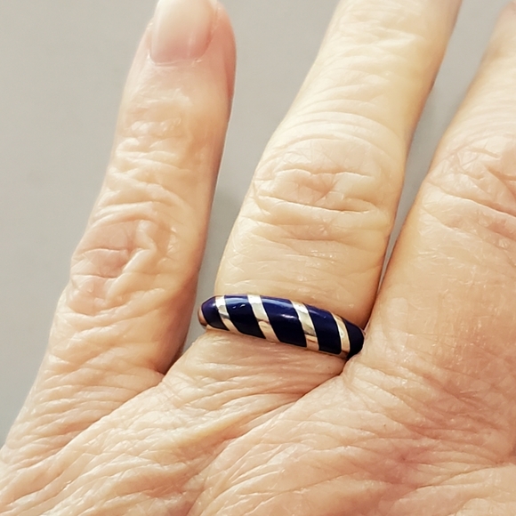 Sterling Lapis Band Ring - Picture 10 of 13
